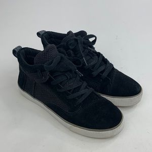 TOMS High top Black Sneakers Size 8.5 Lace up White Base Cushioned